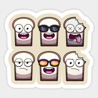 Funny Bread Characters With Different Expressions Sticker